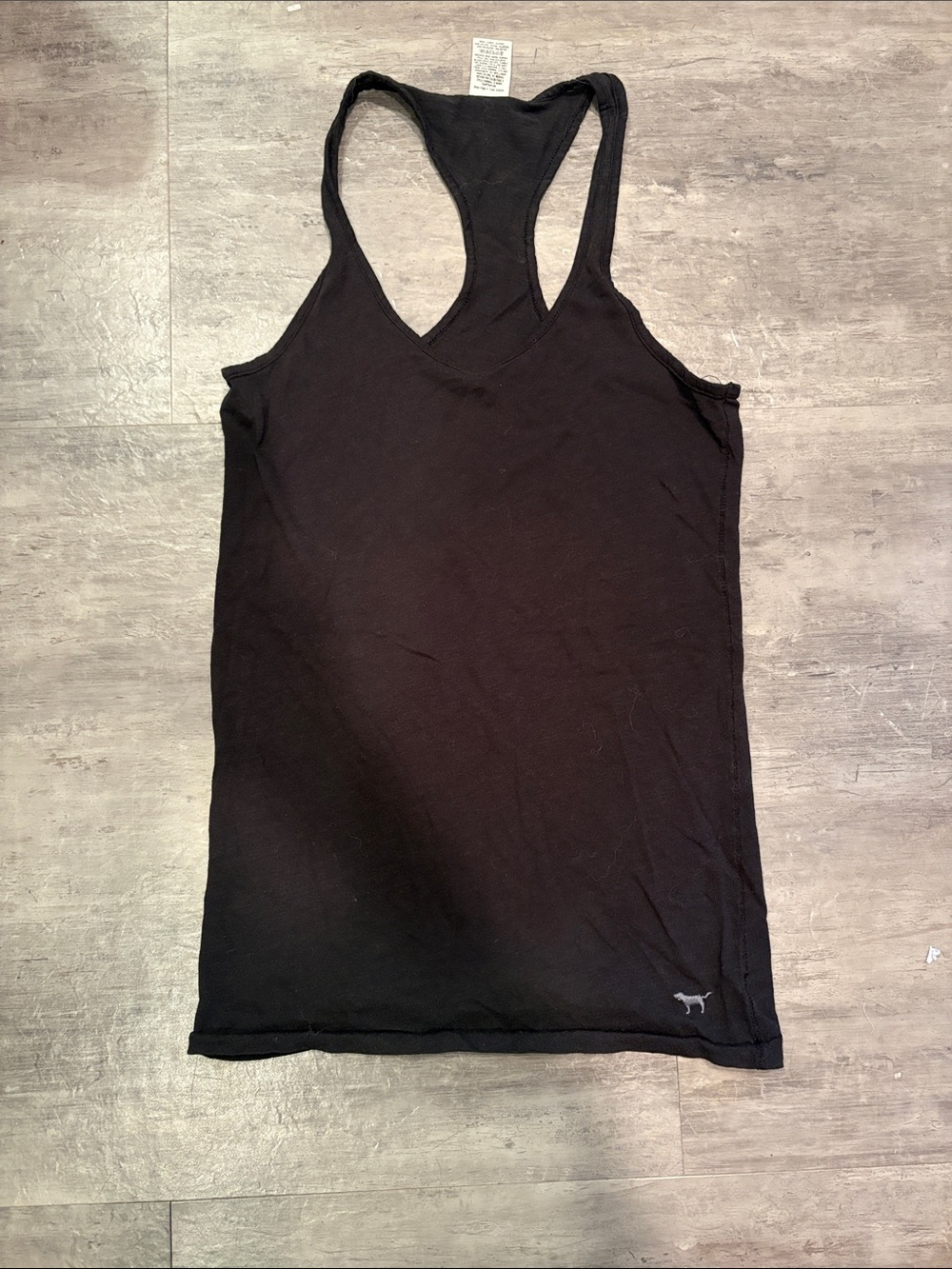 PINK Victoria's Secret Black Racerback Tank with Small Logo